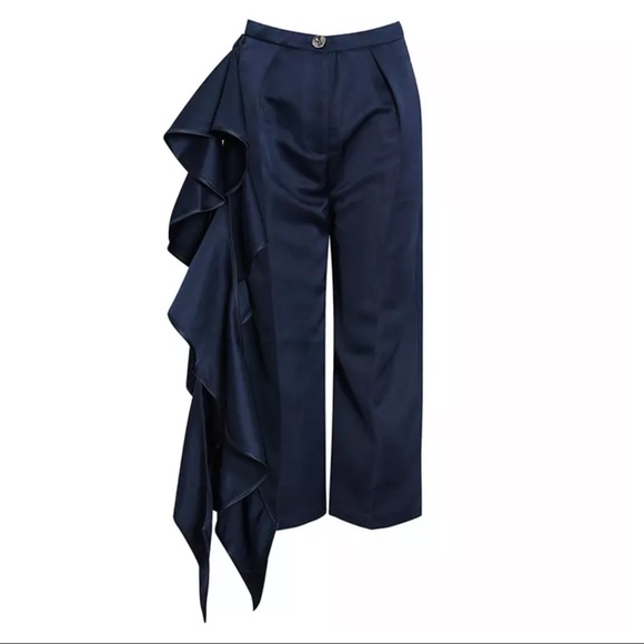 Silky Long Side Ruffle Capri Pants - Picture 11 of 12